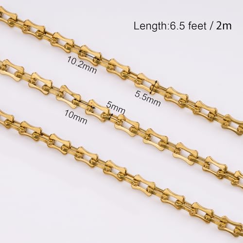 SMYHTGLIF 6.5 Feet Gold Unsoldered Bone Jewelry Making Chain Bulk Stainless Steel Craft Chain Spool for Jewelry Making - color: Bone Gold