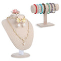2 Pcs Jewelry Display Set Necklace Mannequin Bust T Bar Bracelet Holder for Earring Necklace Ring Display