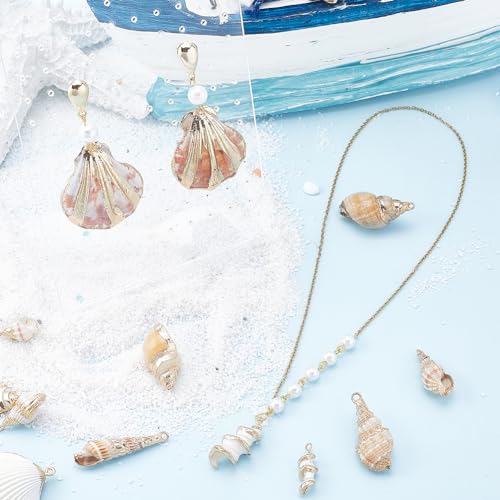 SUNNYCLUE 1 Box 20Pcs 10 Styles Sea Shell Charms Bulk Seashell Charms Natural Cowrie Conch Seashells Ocean Sea Shells Beach Charm for Jewelry Making Charms Women DIY Necklaces Earrings Bracelets - color: 1 Box 20Pcs 10 Styles Sea Shell Charms