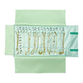 UnionPlus Travel Jewelry Roll, Faux Leather Necklaces Organizer Bag, Elastic Band and Anti-winding, Mint Green - color: Leather Mint Green, size: Medium