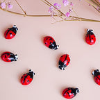 40pcs Ladybug Lampwork Glass Beads Mix Colors - Loose Spacer Beads for Jewelry Making DIY Handmade Crafts (Red)
