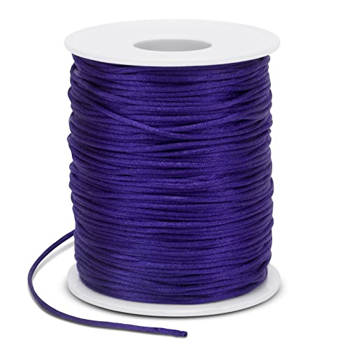 1.5mm Nylon Cord 328 Feet Satin Cord Nylon String for Bracelets, Bracelet Thread Bead String for Jewelry Making, Necklace, Chinese Knotting, Beading, DIY Crafts (Dark Purple) - color: Dark Purple, size: 1.5mm x 328 Feet