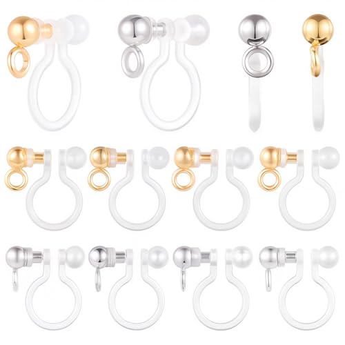 SUNNYCLUE 1 Box 40Pcs 2 Colors Clip on Earring Converter Transparent U Type Earring Cilps Stainless Steel Earring Components with Loop Painless Earrings for Non-Pierced Ears Jewelry Making DIY Crafts - color: 40pcs Plastic & Stainless Steel Clip on Earrin
