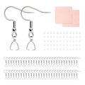 Stainless Steel Hypoallergenic Earring Hooks, 100 Pieces Earrings Making Kit, Earring Hooks with Pendant Clasp, Silicone Ear Backs and Polishing Cloth for Earrings Making DIY (Silver) (100)