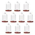 10-Piece Glass Dome Pendant Set with Wooden Base and Hollow Glass Cabochons (Red Coffee, 38x25mm) - size: 38x25mm Red Coffee