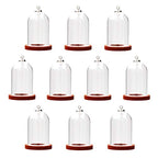 10-Piece Glass Dome Pendant Set with Wooden Base and Hollow Glass Cabochons (Red Coffee, 38x25mm) - size: 38x25mm Red Coffee