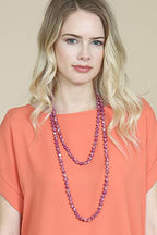 Bead Strand Versatile 60" Long Wrap Necklace - Handmade Knotted Multi Layer Sparkly Crystal, Semi Precious Natural Stone, Lava, Glass Faux Pearl - color: Natural Stone Bead - Imperial Jasper Purple