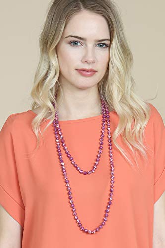 Bead Strand Versatile 60" Long Wrap Necklace - Handmade Knotted Multi Layer Sparkly Crystal, Semi Precious Natural Stone, Lava, Glass Faux Pearl - color: Natural Stone Bead - Imperial Jasper Purple