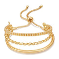 WOWORAMA Adjustable Slider Bracelets for Women Bar Friendship Bangle Bracelet for Women Gold/White Gold/Rose Gold Bolo Bracelet - color: Triple Bar-Gold