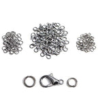 AD Beads 50 Pieces Lobster Claws Clasps Plus 100 Pieces 7mm Open Jump Rings Suitable for Necklace Bracelets Jewelry (8x15mm, Gunmetal) - color: Gunmetal, size: 8x15mm
