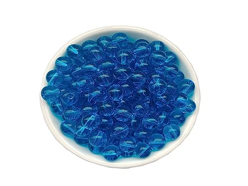 Glass Beads 8mm 100pcs Round Smooth Loose Beads for Bracelet Necklace Jewelry Making Craft DIY （8mm, 50804 Lake Blue） - color: Lake Blue, size: 8mm
