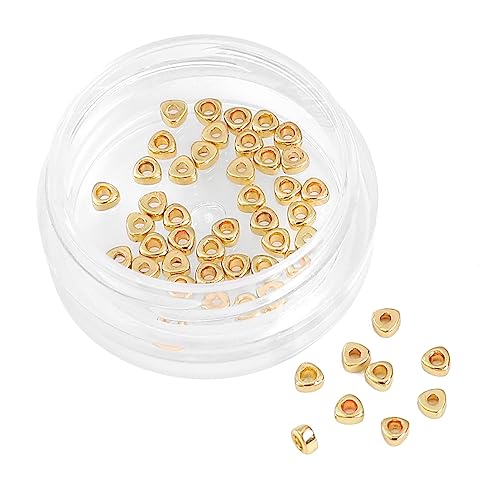 BEADIA 14K Gold Plated Triangle Spacer Beads 2.5x1.5mm 50pcs for Jewelry Making Findings Non Tarnish - color: 14K Gold, size: 2.5x1.5mm Triangle