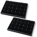 2-Pack 24 Grids Stackable Jewelry Tray Organizers with Removable Dividers – Velvet-Lined Display Trays for Earrings, Necklaces, Bracelets, Rings – Black