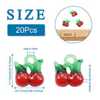 FASHEWELRY 20Pcs Handmade Cherry Lampwork Glass Pendants 3D Red Fruits Glass Charms for DIY Jewelry Project Making - color: Cherry