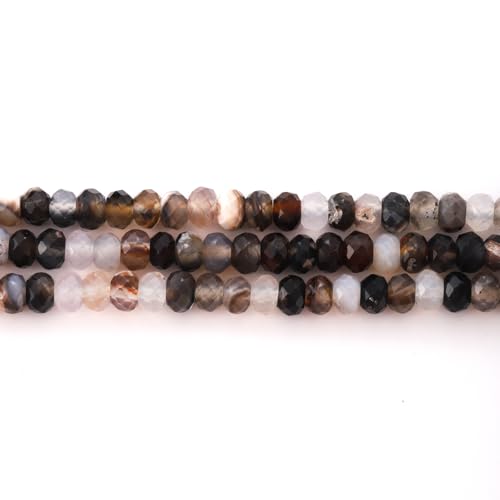 Faceted 4x6mm Natural Coffee Agate Stone Rondelle Spacer Gemstone Beads Loose Semi Gemstone Beads for Jewelry Making - color: Coffee Agate