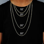 Wholesale 12 PCS 14K Real Gold Plated Solid Brass Thin O Chain Necklace 1 MM Finished Chain Bulk for Jewelry Making, Size 16" + 2" Extender