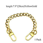 HAHIYO Purse Chain Strap 7.9 inches Yellow Gold for Shoulder Cross Body Sling Purse Handbag Clutch Replacement Comfortable Flat 0.4" Wide Enough 2.4mm Extra Thick Metal 1 Pack - size: Yellow Gold 7.9 inches