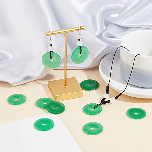 NBEADS 10 Pcs Natural Donut Gemstone Charms, 30mm Flat Round Malaysia Jade Donut Stone Beads Pendants Large Hole Disc Natural Stone Pendant for Jewelry Making, Hole: 5mm - color: 10 Pcs Natural Malaysia Jade