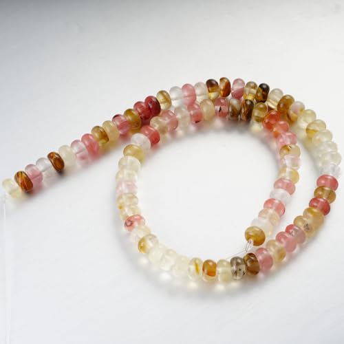 5x8mm Natural Beads Rondelle Spacer Loose Beads for Jewelry Making DIY Crafts Design Handcraft Making 1 Strand 15.5"(Watermelon Quartz) - color: Watermelon Quartz