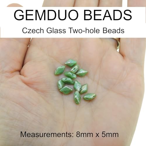 GemDuo Beads, 2-Hole Diamond Shaped Czech Glass Beads 5x8mm 10 Grams Frozen Matte Cream