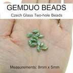 GemDuo Beads, 2-Hole Diamond Shaped Czech Glass Beads 5x8mm 10 Grams Frozen Matte Cream