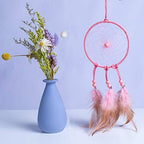 DIY Dream Catcher Beginner Kit, Making Dream Catcher Supplies Include Metal Hoop, Feathers, Faux Suede Cord, Thread, Wood Beads (Pink) - color: Pink