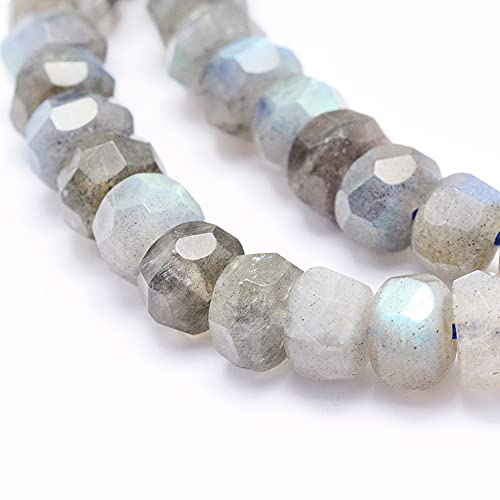 Cheriswelry 75pcs/Strand 8mm Faceted Natural Labradorite Rondelle Stone Beads Crystal Mini Gemstone Loose Spacer Abacus Beads for DIY Craft Earring Bracelet Necklace Jewelry Making Supplies - color: Natural Labradorite