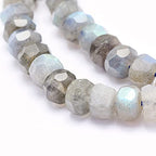 Cheriswelry 75pcs/Strand 8mm Faceted Natural Labradorite Rondelle Stone Beads Crystal Mini Gemstone Loose Spacer Abacus Beads for DIY Craft Earring Bracelet Necklace Jewelry Making Supplies - color: Natural Labradorite
