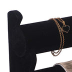 DIOMMELL 2 Pack Velvet Bracelet Holder with 3 Tier Rack, Jewelry Display Stand Watch Bangle Bar Necklace Storage Organizer, Black
