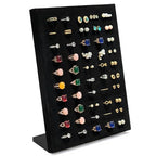Homeanda Ring Display Tray - 50 Slot L-Shaped Velvet Jewelry Display for Earrings and Rings (Black) - style: A.L-Shaped-Black