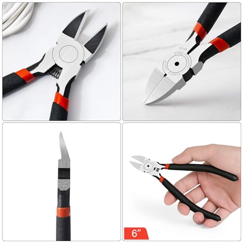 BOENFU Wire Snips Floral Wire Cutter Jewelry Wire Snippers 6 Inches 2 Pack Flush Cut Pliers Side Cutters Metal Cutting Tool for Crafting, Floral, Artificial Flowers, Chicken Wire, Electrical - color: 6 Inches - 2 Pack - Black Handle
