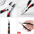 BOENFU 6 Inches Wire Cutters Heavy Duty Snips Flush Cut Side Cutters Pliers Metal Cutting Tool for Crafting, Floral, Artificial Flowers, Chicken Wire, Electrical, 1 Pack - color: 6 Inches - 1 Pack - Black Handle
