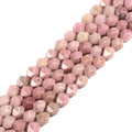 Pink Rhodonite 6mm Gemstone Triangle Faceted Round Loose Beads Strand 15.5" DIY Jewelry Making - color: Pink Rhodonite