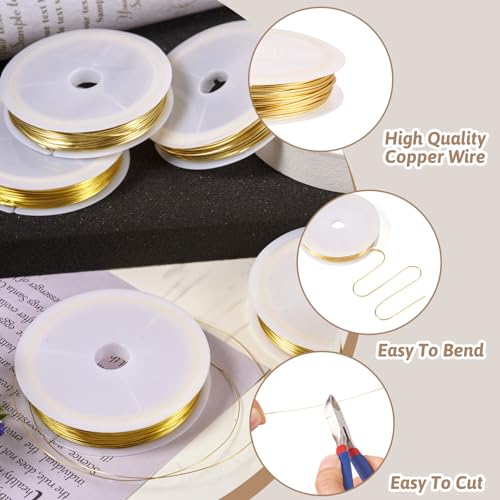 Cheriswelry 0.8mm 20 Gauge Jewelry Wire Gold Copper Beading Wire Tarnish Resistant Wire Bendable Wire for DIY Crafts Jewelry Making Necklace Earring Bracelet, 26.25 Feet - size: 20 Gauge(0.8mm)