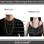 3 Pcs Chain Necklace for Men, 4mm Stainless Steel Gold Black and Silver Wheat Chains for Mens Jewelry Gift, 16"/20"/24"/28"/32 Inches