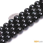 GEM-Inside Natural 10mm Black Obsidian Gemstone Loose Beads Round Energy Power Beads for Jewelry Making 15" - color: Black Obsidian, size: 10mm