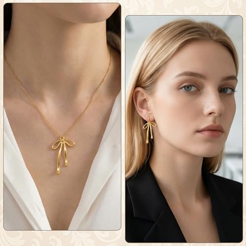PAGOW 20pcs Bow Charm for Jewelry Making, Gold Plated Alloy Bow Tie Charm with Hole, Cute Bowknot Dangle Connector Pendant for Necklaces, Bracelets, Earrings, DIY