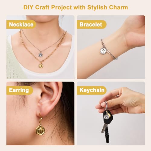 UMAOKANG Gold Plated Stainless Steel Cross Charm for Men and Women Necklace Bracelet DIY Jewelry Charms Pendants Bulk - color: Cross Gold Silver