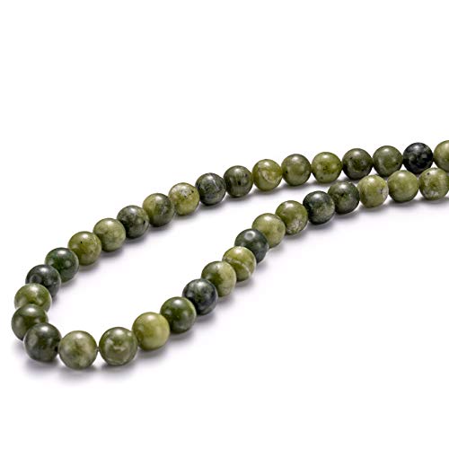 BEADIA Taiwan Green Jade Natural Stone Round Loose Semi Gemstone Beads for Jewelry Making 8MM 44PCS - color: Taiwan Green Jade, size: 8mm