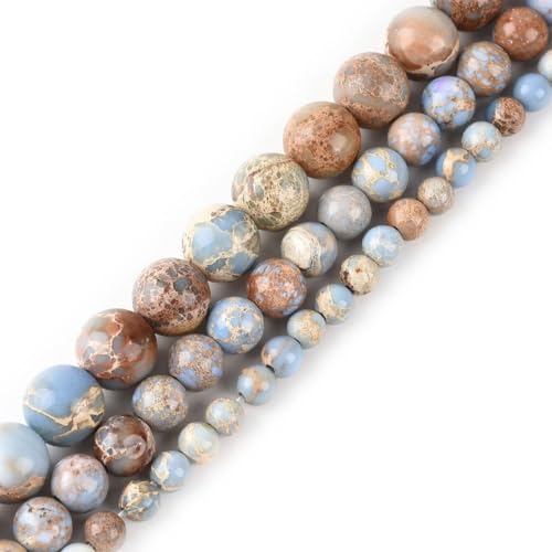 8mm Blue Violet Sea Sediment Imperial Jasper Round Gemstone Natural Stone Loose Beads for Jewelry Making Design Crafts 45 Pcs 15 Inch - color: Blue Violet, size: 8mm