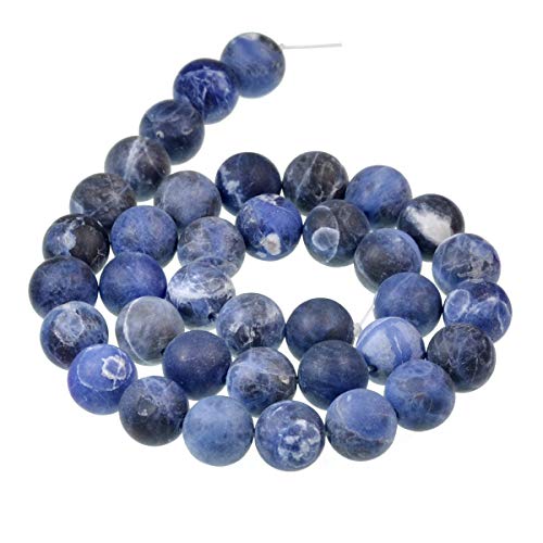 Natural Matte Gemstone Round Spacer Beads (4mm, Blue Sodalite) - color: Blue Sodalite, size: 4mm