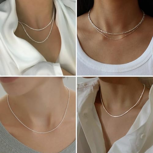 33 Feet Stainless Steel Sparkle Chains Roll, 2.5mm Width 304 Stainless Steel Dainty Twisted Singapore Chain Bulk Spool for Jewelry Making DIY Craft - color: 2.5MM Stainless Steel Sparkle Chains