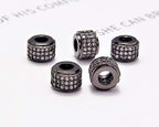 AD Beads Zircon Pave Rhinestones Big Hole Rondelle Spacer Beads 6x7mm 5Pcs Clear on Gunmetal - color: 5 Pcs Clear on Gunmetal 3 Row Rondelle (6x7mm)