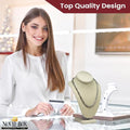 Novel Box Beige Linen Stand Jewelry Necklace Display 5.5x3x7.5 Inches - Freestanding Travel Necklace Holder Stand - Necklace Mannequin Organizer Stands - Necklace Displays Small - color: Beige Linen, size: Small