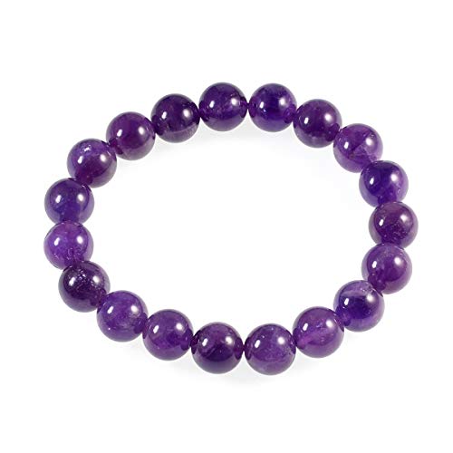 AD Beads Natural Gemstone Round Beads Stretch Bracelet Healing Reiki 10mm (Amethyst) - color: Amethyst