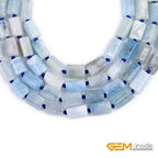GEM-Inside 25Pcs 8x12mm Natural Blue Aquamarine Quartz Gemstone Faceted Freeform Tube Column Chakra Beads for Jewelry Making Full 15" Strand Power Energy Healing - color: Blue Aquamarine