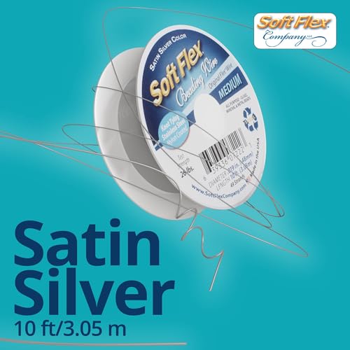Soft Flex 49 Strand Beading Wire - Medium 0.19 Diameter - 10 Feet Nylon Design Wire - style: Satin Silver