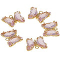 Crystal Zirconia Gold Plated Brass Charms for Jewelry Making Bracelet Necklace Earring Pendant Craft Supplies DIY Accessories - color: Butterfly-Pink-5Pcs