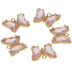 Crystal Zirconia Gold Plated Brass Charms for Jewelry Making Bracelet Necklace Earring Pendant Craft Supplies DIY Accessories - color: Butterfly-Pink-5Pcs