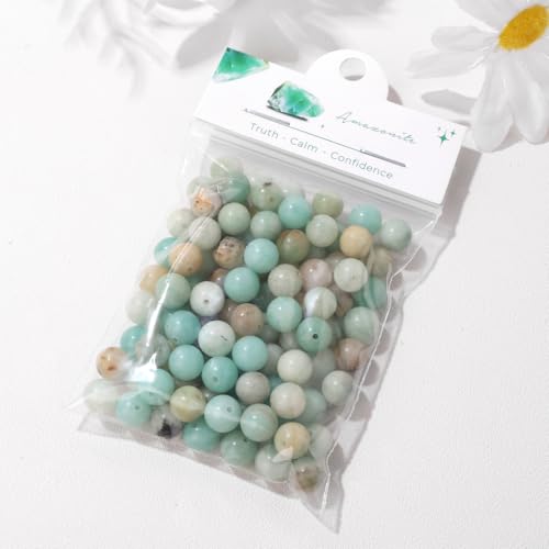 Raicegs 100pcs 8mm Amazonite Beads Natural Gemstone Beads Round Loose Beads for Jewelry Making DIY Bracelets Necklace - color: Amazonite, size: 8mm Round